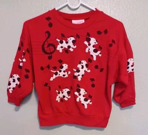 VINTAGE kids/girls Dog Sweatshirt Red Size Medium (4-6x) Used As-Is Puff Print - Picture 1 of 10