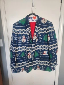 Shinesty Mens Blazer Suit Coat Jacket Holiday Ugly Christmas Size 56 - Picture 1 of 11