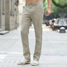 Men's Summer Linen Casual Pants Solid Color Slim Trousers Thin Cotton and Linen