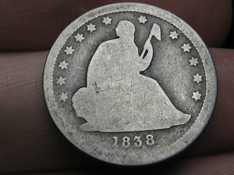 1838 Silver Seated Liberty Quarter- AG/Good Details Cover