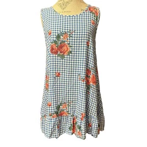 Vestido floral a cuadros azul medio Love Kuza fluido cómodo - Imagen 1 de 7