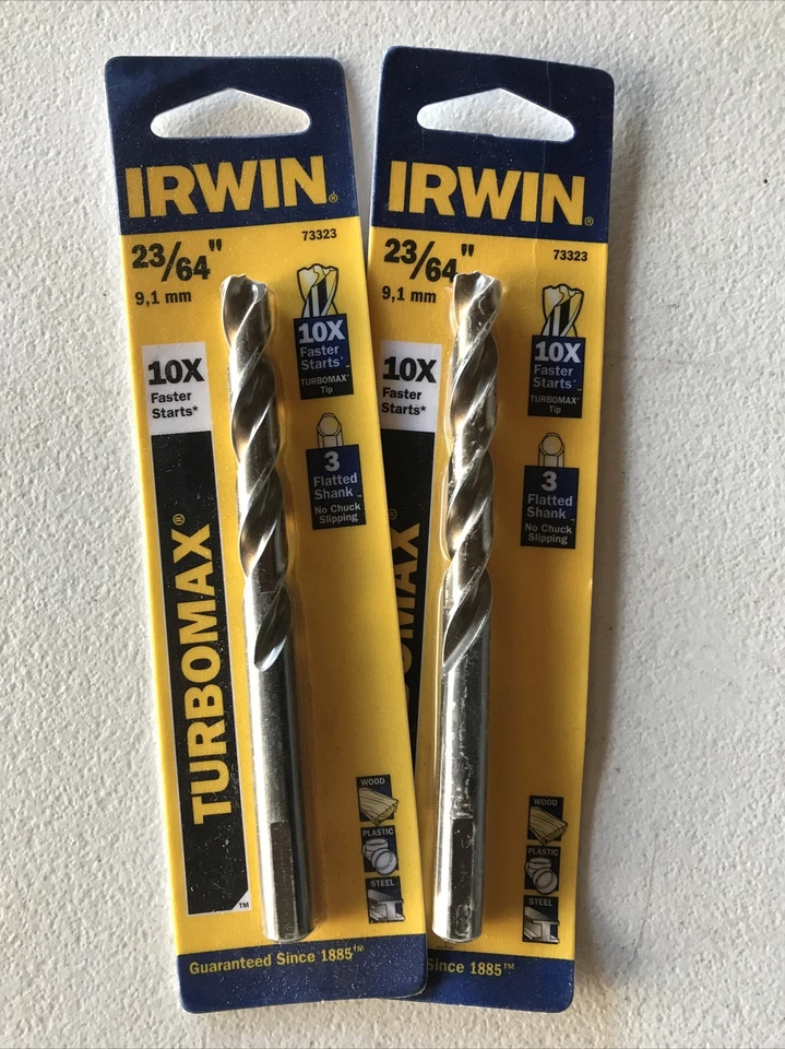2 New Irwin TURBOMAX 23/64" Heavy Duty Drill Bit # 73323