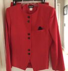 Vintage Chad I I Red Women Lined Skirt Suit Tailored Button Down Jacket Size 10