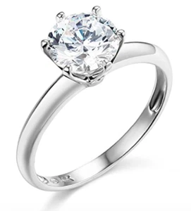 1.75 Ct Round Cut Solitaire Engagement Wedding Promise Ring 14K Solid White Gold - Picture 1 of 3