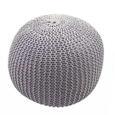 Pouf MCW-E16, Sitzhocker Strickpouf Strickhocker, Strickoptik 40x50cm, grau - Bild 1 von 3