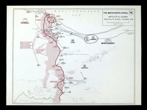 West Point WWII Map North Africa Battle El Alamein 2nd Egypt Montgomery Rommel - Picture 1 of 2
