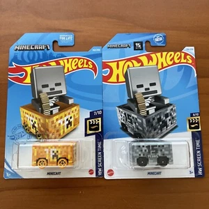 Hot wheels Minecraft Minecart Creeper Skeleton Lava Cart 15 Year Anniversary Set - Picture 1 of 1