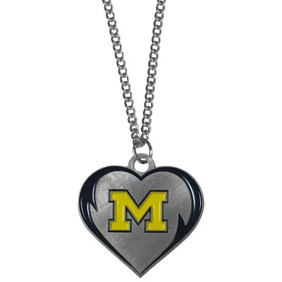 Collar de cadena Michigan Wolverines 22" con dije de logotipo de corazón de metal (NCAA) Foto 1 de 3