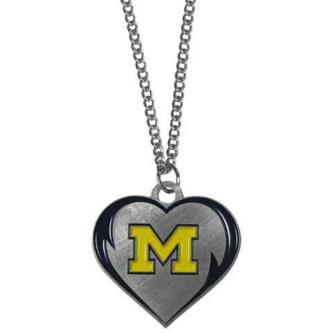 Michigan Wolverines 22" Chain Necklace with Metal Heart Logo Charm (NCAA) Cover