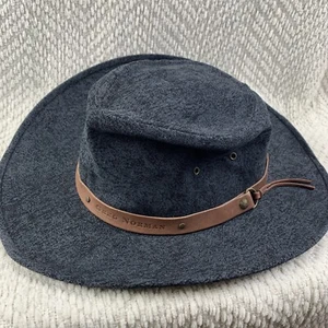 Greg Norman Black Cowboy Western Hat Men's M/L Brown Leather Band Shark Tag - Picture 1 of 14