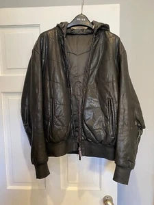 Armani Collezioni Puffer Leather Hooded Jacket size L - Picture 1 of 24