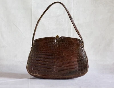 Sac à main VINTAGE en crocodile CAIMAN véritable d'Argentine - Années 1970 - Photo 1/3