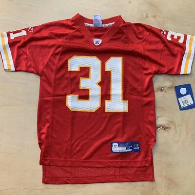 Deadstock Y2K Priest Holmes 复古堪萨斯城酋长队青少年球衣 M - MSRP 55 美元 — 第 1/4 张图片