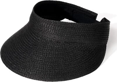 FURTALK Sun Visor Hats for Women Wide Brim Straw Visors One Size, Black  - Image 1 of 4