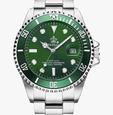 Reginald Мужские наручные часы серебро белый зеленый аналоговый кварц новый аккумулятор. Новый - Изображение 1 из 4