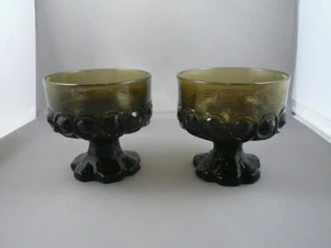 Juego de 2 vasos de Sherbet de postre de cristal verde oliva Franciscan Tiffin Madeira - Imagen 1 de 6