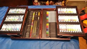 Art Studio By Battat Art Kit With Oil Water Acrylic Paints Color Pencils Chalk - Picture 1 of 14