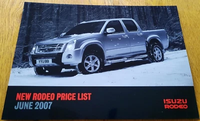 2007 ISUZU RODEO price list car sales brochure from the UK. Catalogue / prospekt - Image 1 of 2