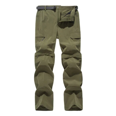 Men Detachable Hiking Pants Quick Drying Elastic Trousers Shorts with Belt - Image 1 of 4