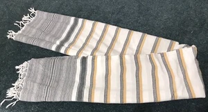 Schal 64"" x 38"" Unisex 100 % türkisch Bio Baumwolle schwedisches Streichholz gestreift weiß - Bild 1 von 4