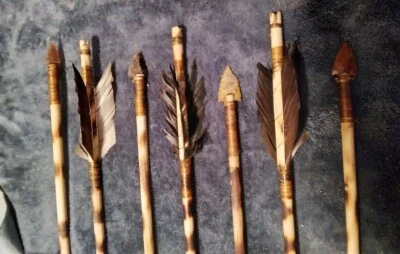 Handmade Wooden Arrows, Flintknapped Point, Feathered Fletching, Made to Order - Image 1 of 4