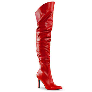Red Over the Knee Slouch Drag Race Queen Pageant Ball Boots Womans Heels 14 15