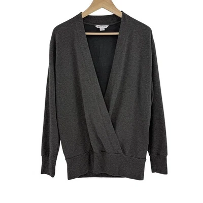 Athleta Purana V-Neck Wrap Beyond Soft Sweatshirt Heather Gray Size Sm Relaxed - Image 1 of 4