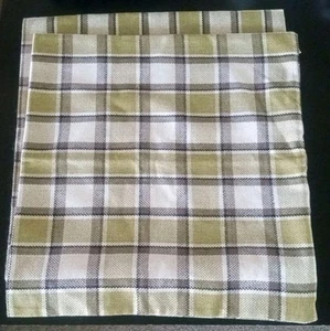 Set Of 2 Green and White Check Plaid Farmhouse Throw Pillow Covers - Picture 1 of 1