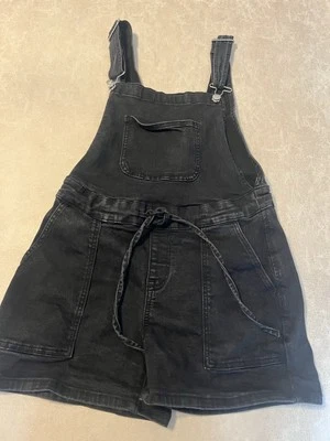 #6092. Maurice's Women's Black Denim Shortalls w/Drawstring. Size Small - Image 1 of 4