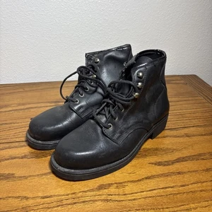 J. CREW Herren Gr. 7 Feldstiefel Leder Schwarz Hergestellt in Spanien Luxus Preppy - Bild 1 von 9