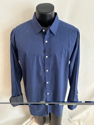English Laundry Shirt XL  Blue Polka Dot Long Sleeve Flip Cuff  Button Down EUC - Image 1 of 4
