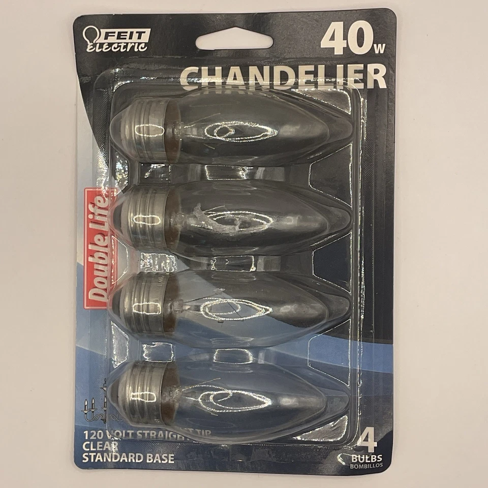 Chandelier Bulbs Feit Electric 40W Clear Straight Tip Standard Base 4000 hrs - Image 1 of 4