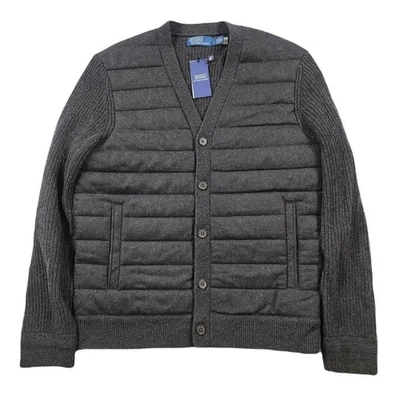 Polo Ralph Lauren Lana Cachemira Acolchado Cárdigan Suéter Para Hombres Grande Cuello en V $698 Foto 1 de 4