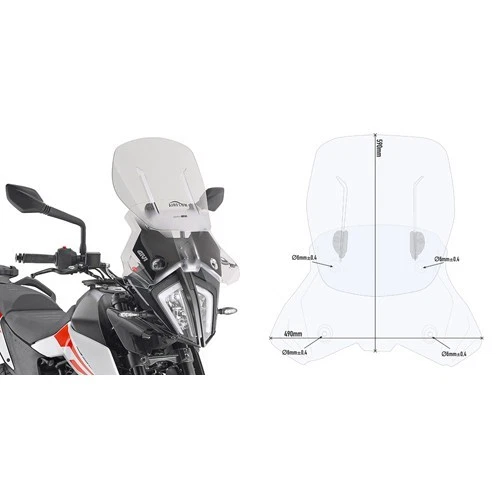 GIVI AF7711  ADJUSTABLE AIRFLOW WINDSHIELD FOR KTM390/790/890 - Image 1 of 1