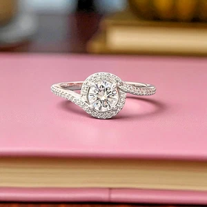 1.30 Ct Round Cut IGI Certified Lab Grown Diamond Wedding Ring 18K White Gold - Picture 1 of 8