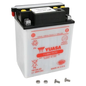 Yuasa Yumicron Battery-YB14A-A2 for 1996-2006 Polaris Trail Touring Snowmobile - Picture 1 of 2