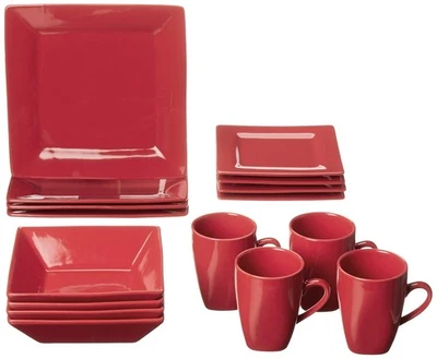 Nova Square 16 pc Dinnerware Set, Red - Image 1 of 4