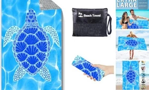 Sea Turtle Beach Towel, Ultra Absorbent Quick Drying Sand Proof Blue - Picture 1 of 8