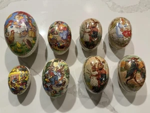 Lote de 8 huevos de Pascua alemanes vintage de papel maché - Imagen 1 de 6
