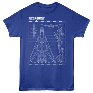 Top Gun Movie F-14 Fighter Jet Schematics Men's T Shirt - Picture 1 of 5