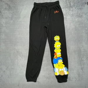 Pantalones deportivos de Los Simpson para hombre pequeños negros gráficos de algodón forrados de vellón tiro medio - Imagen 1 de 10