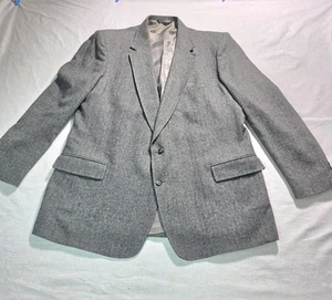 John L. Blair Blazer Mens 52XL Gray Herringbone Tweed Sport Coat Two Button USA - Picture 1 of 13