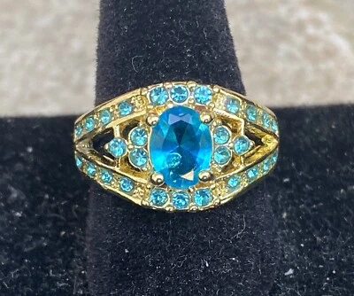 Joyería Mujer Auqua Circonita cúbica Anillo Relleno de Oro Talla 8 Foto 1 de 3