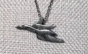 Georg Jensen Vintage Franklin Mint Flying Geese Pendant Necklace 1982 - Picture 1 of 6