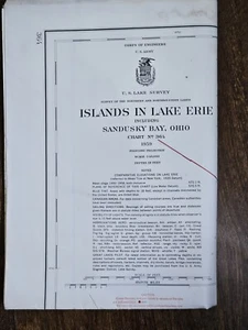 Antique Vintage 1950s Sandusky Ohio Nautical Lake Erie Islands Put In Bay Map - Picture 1 of 12