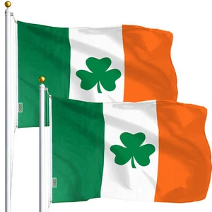 Ireland SHAMROCK Irish Flag 3x5FT 2-Pack Printed Polyester By G128 - Picture 1 of 5