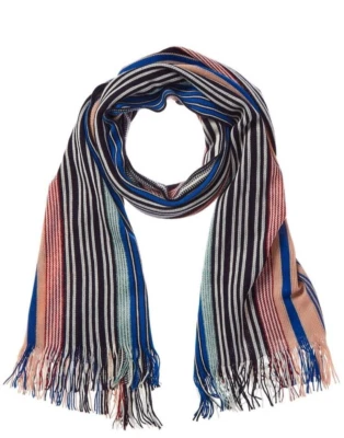 Missoni - Rayas - Mezcla de Lana - Bufanda con Flecos - Rojo/Azul - Italia - Nuevo con Etiquetas - $285 Foto 1 de 4