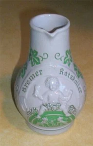 VTG BREMEN RATSKELLER GERMAN POTTERY WINE CARAFE STEIN DECANTER SCHOPPEN BACCHUS - Picture 1 of 7