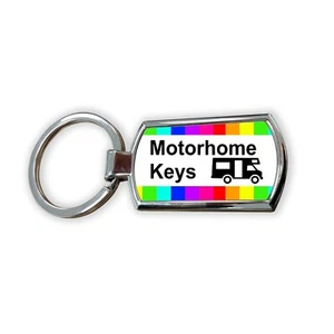 Deluxe Chunky Chrome MOTORHOME Holiday Camping Keys Fob Keyring Key Ring Bag Tag - Picture 1 of 3
