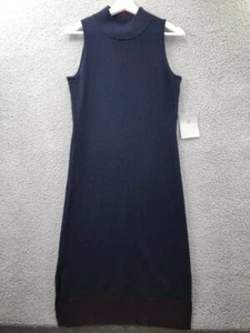 ATHLETA Womens SMALL Winterlude Navy Blue Ribbed Sleeveless Sweater Dress NEW - Picture 1 of 14
